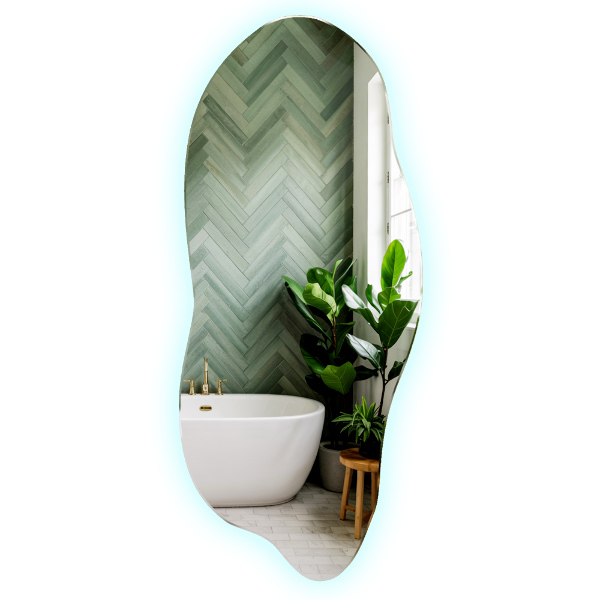 Led backlit mirror pebble shape 35x80 cm