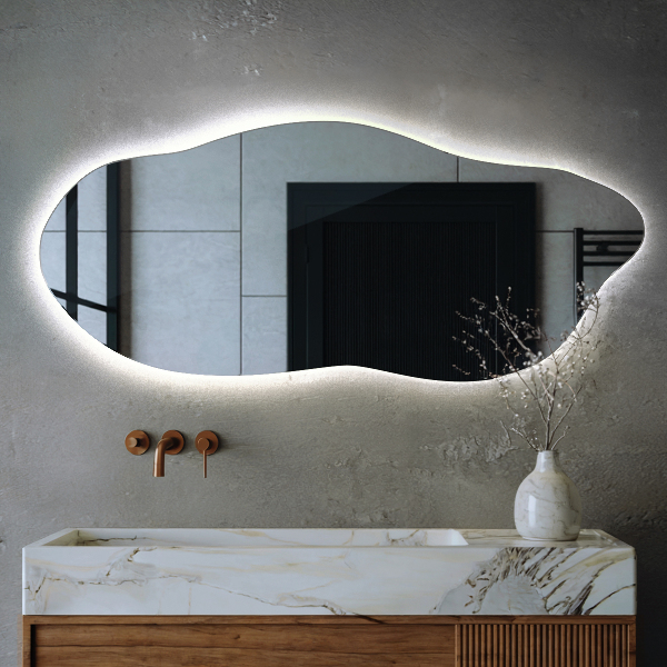 Led backlit mirror pebble shape 35x80 cm