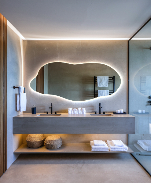 Led backlit mirror pebble shape 40x90 cm