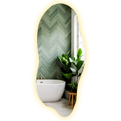 Led backlit mirror pebble shape 45x100 cm