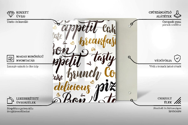 Cutting board Text Bon Appetit