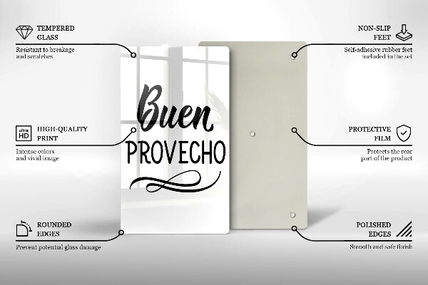 Glass worktop saver The inscription Buen Provecho