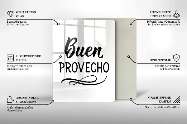Glass worktop saver The inscription Buen Provecho