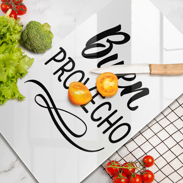 Glass worktop saver The inscription Buen Provecho