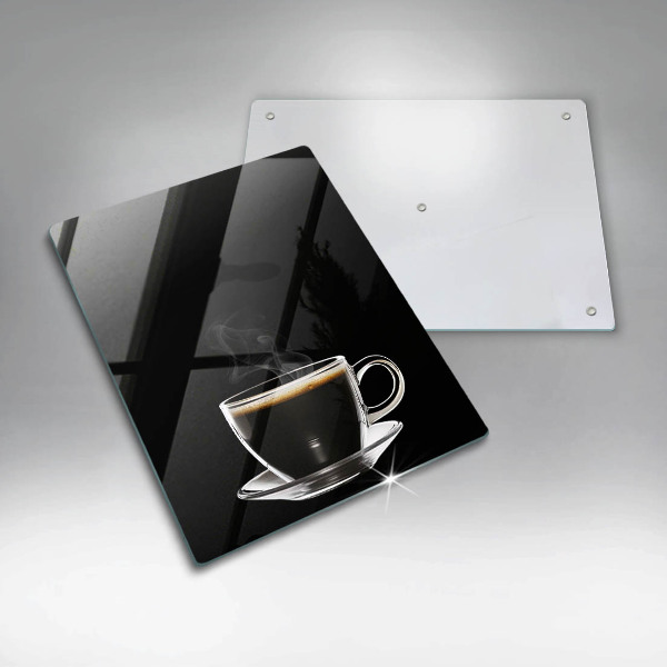 Glass worktop saver A glass of hot coffee