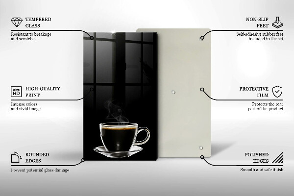 Glass worktop saver A glass of hot coffee