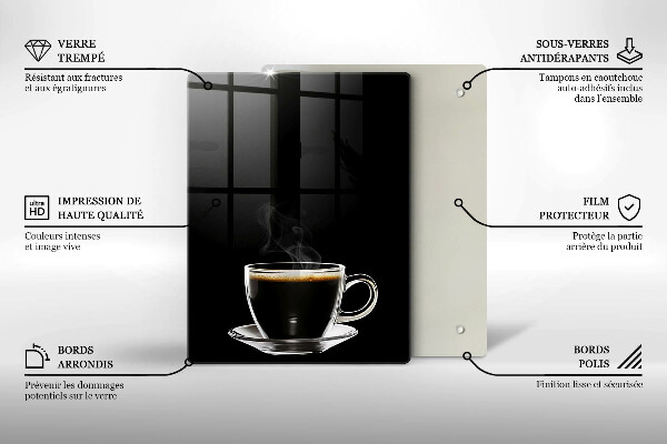 Glass worktop saver A glass of hot coffee