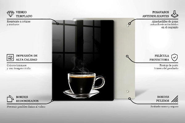 Glass worktop saver A glass of hot coffee