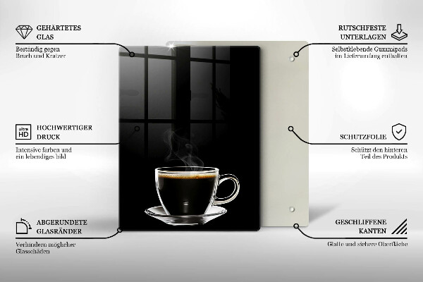 Glass worktop saver A glass of hot coffee