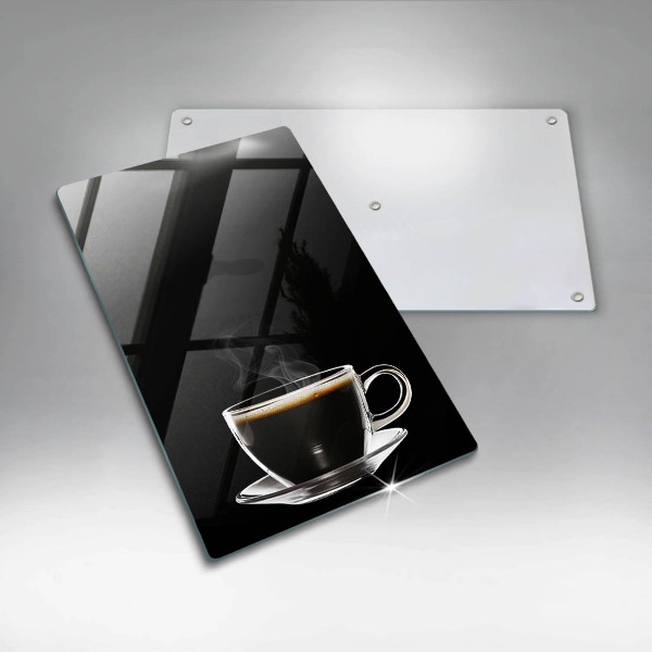 Glass worktop saver A glass of hot coffee
