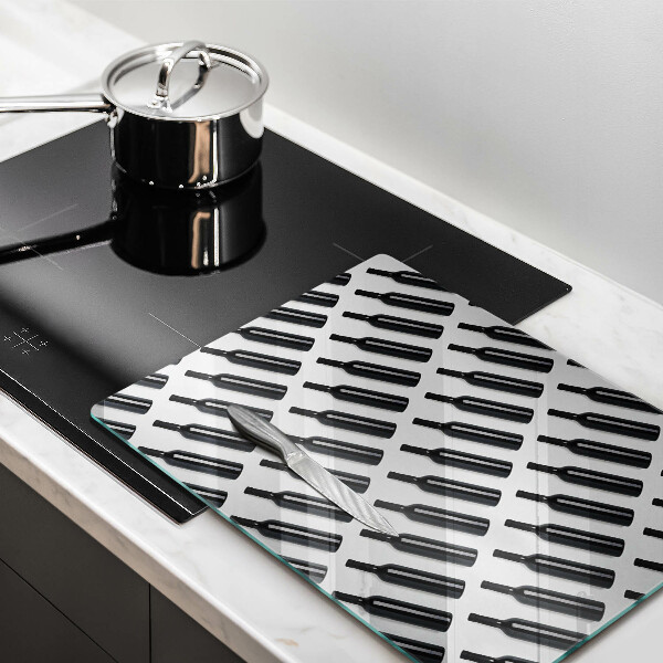 Glass worktop saver Black bottles of wine