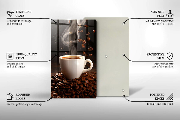 Glass worktop saver Hot cup of coffee