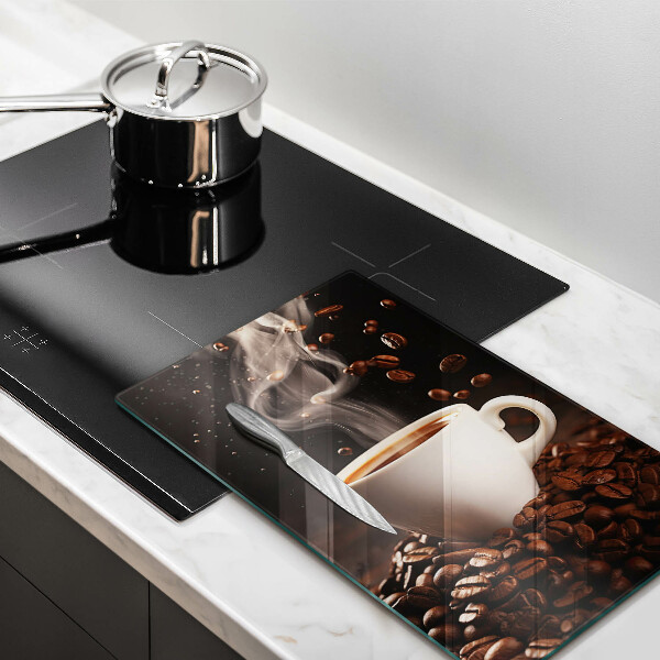 Glass worktop saver Hot cup of coffee