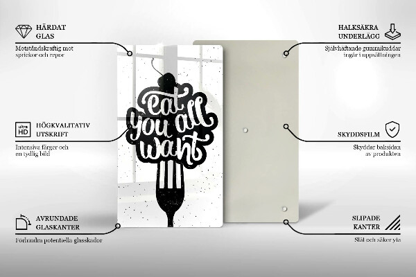 Glass worktop saver The inscription Eat You All Want