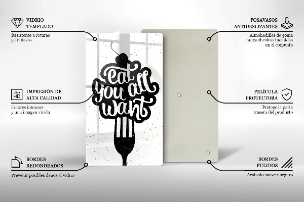 Glass worktop saver The inscription Eat You All Want