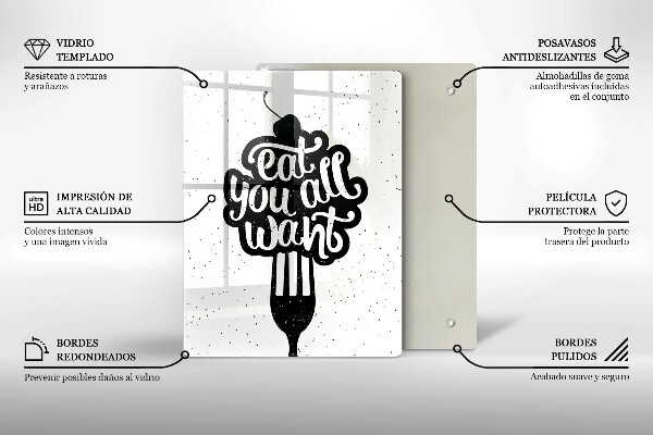 Glass worktop saver The inscription Eat You All Want