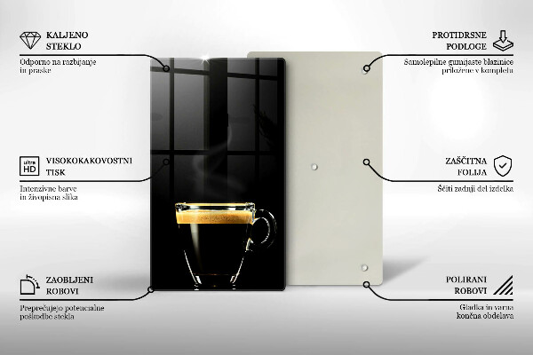 Glass worktop saver A glass of black coffee