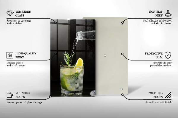 Glass worktop saver A glass of water