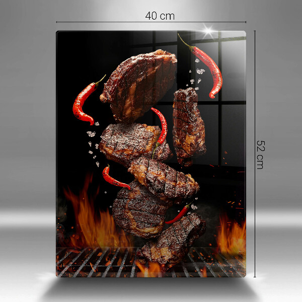 Glass worktop saver Meat on the grill