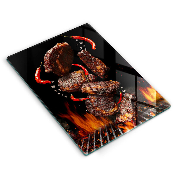Glass worktop saver Meat on the grill