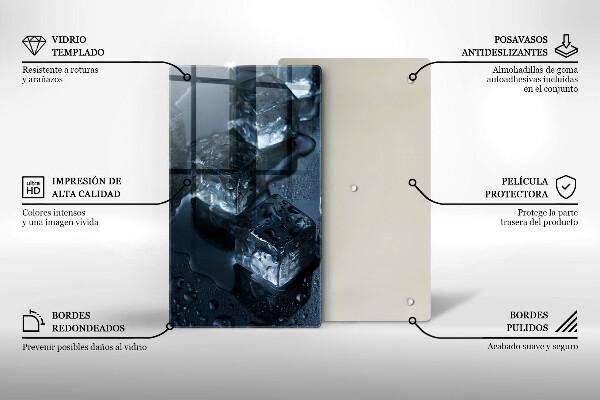 Glass worktop saver Cold ice cubes