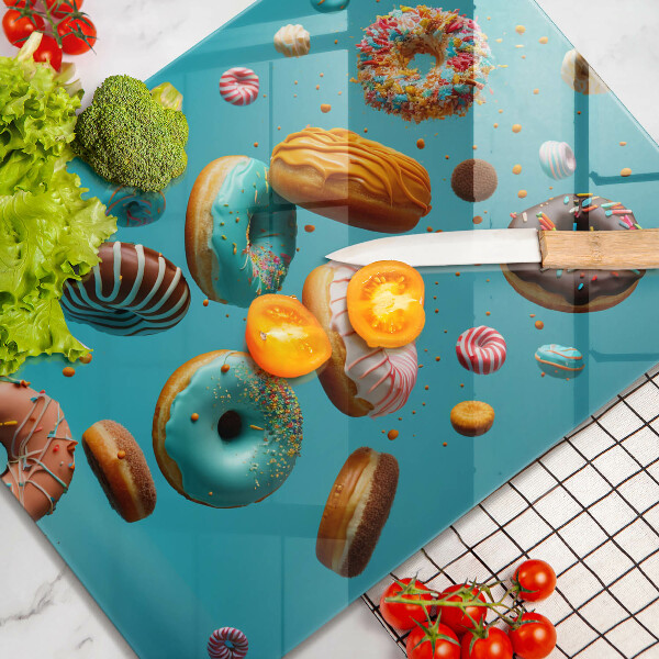 Glass worktop saver Colorful donuts
