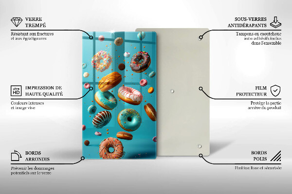 Glass worktop saver Colorful donuts