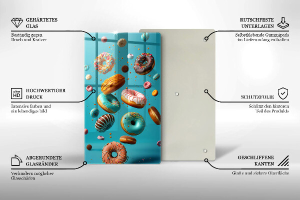 Glass worktop saver Colorful donuts