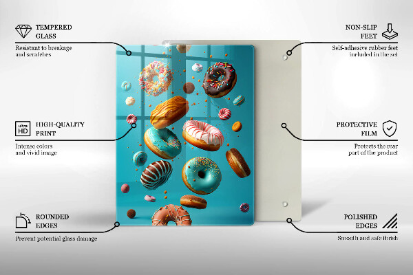 Glass worktop saver Colorful donuts
