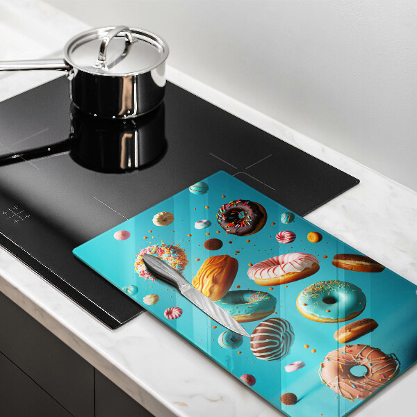 Glass worktop saver Colorful donuts