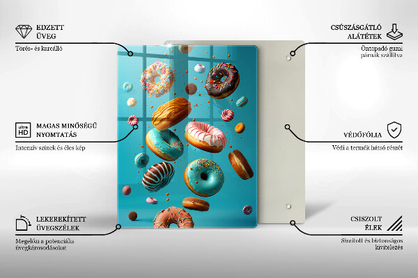Glass worktop saver Colorful donuts