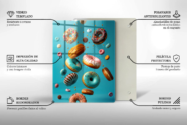 Glass worktop saver Colorful donuts