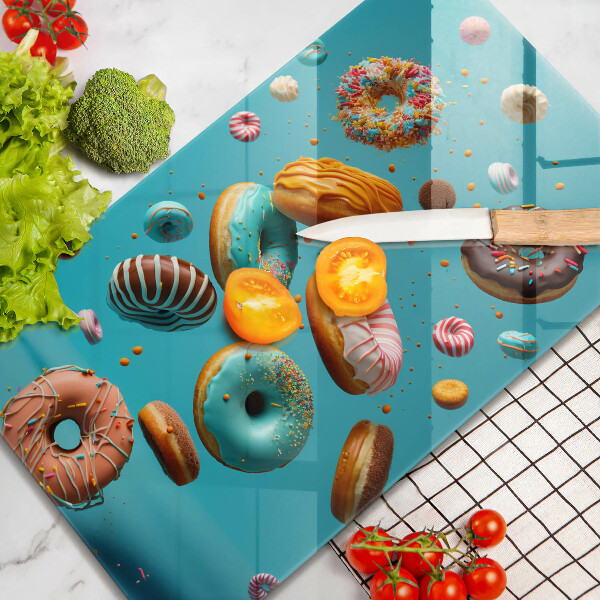 Glass worktop saver Colorful donuts