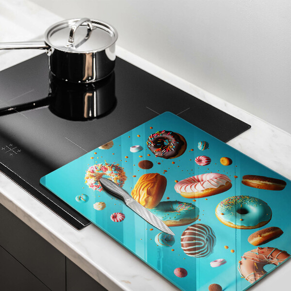 Glass worktop saver Colorful donuts