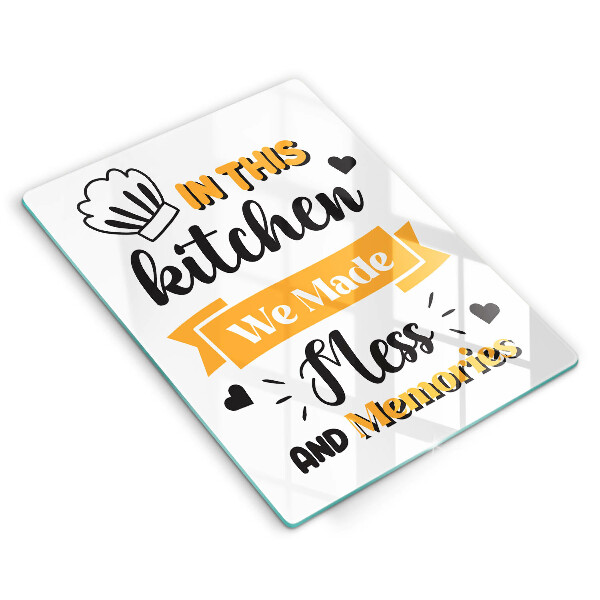 Glass worktop saver In this kitchen we made messes and memories