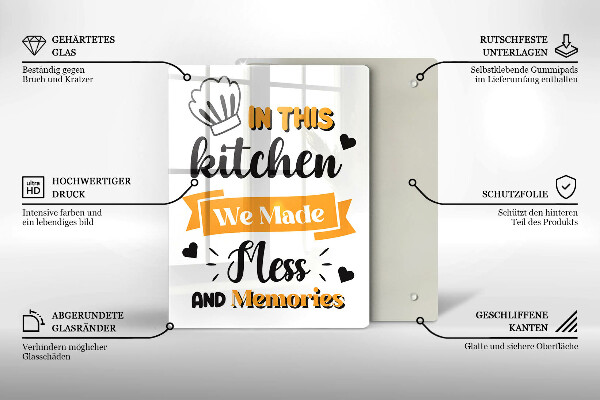 Glass worktop saver In this kitchen we made messes and memories