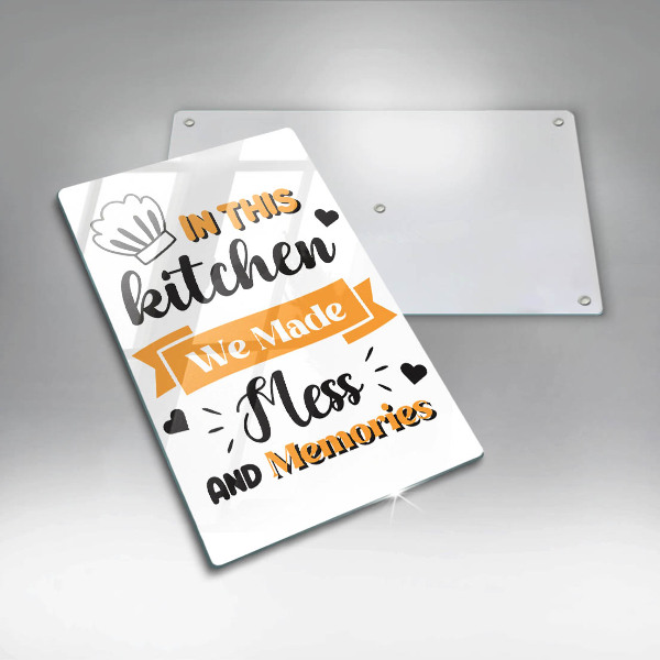 Glass worktop saver In this kitchen we made messes and memories