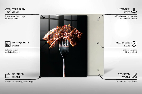 Glass worktop saver Meat on a fork