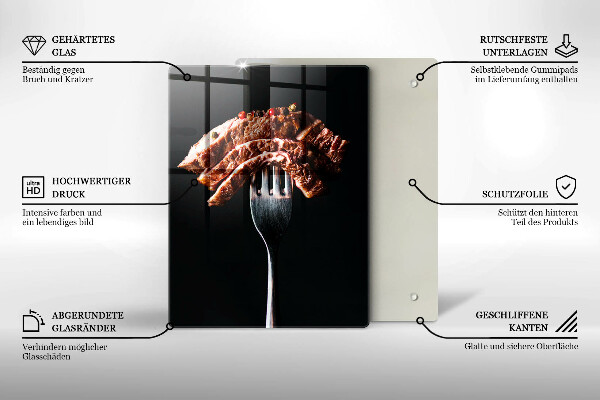 Glass worktop saver Meat on a fork