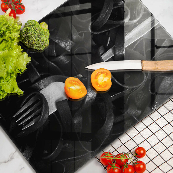 Glass worktop saver Black pasta and fork