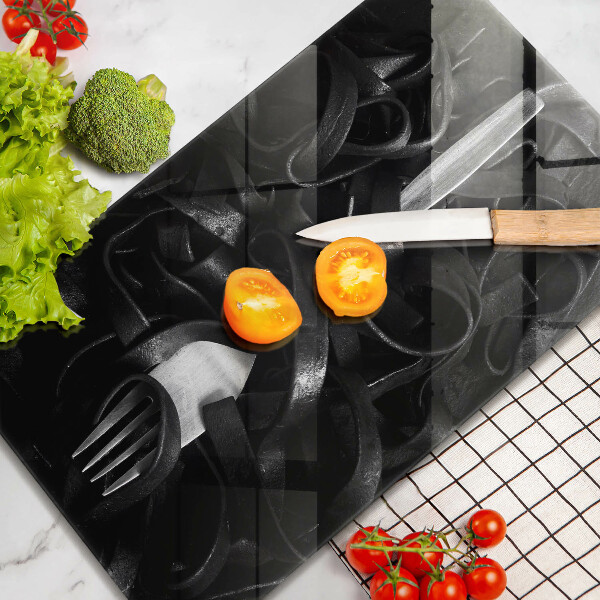 Glass worktop saver Black pasta and fork