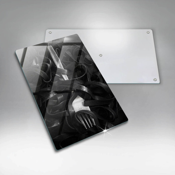 Glass worktop saver Black pasta and fork