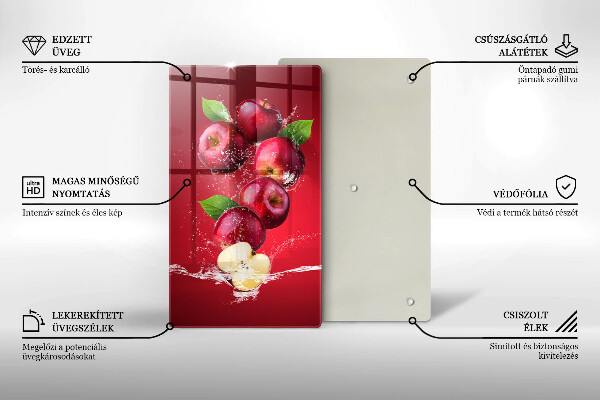 Glass worktop saver Juicy apples in the water