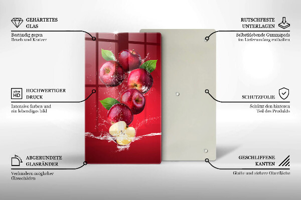 Glass worktop saver Juicy apples in the water