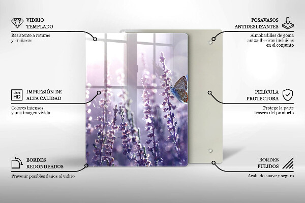 Cutting board Field flowers and butterfly