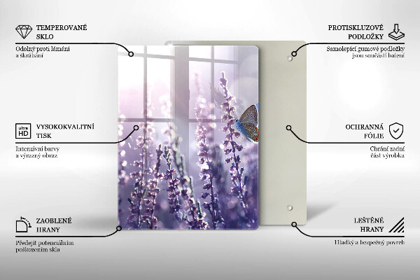 Cutting board Field flowers and butterfly