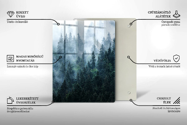 Cutting board Forest of trees and fog