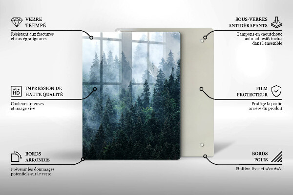 Cutting board Forest of trees and fog