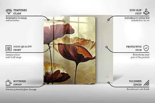 Cutting board Painted boho flowers