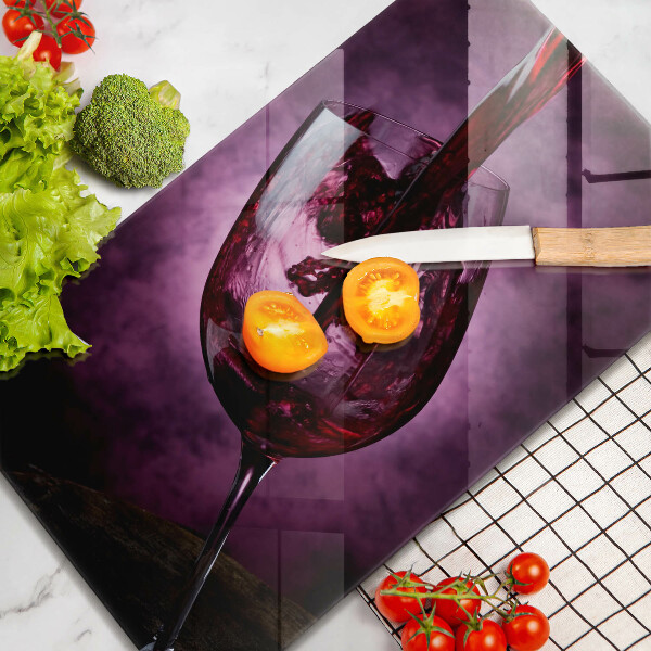 Cutting board A glass of wine